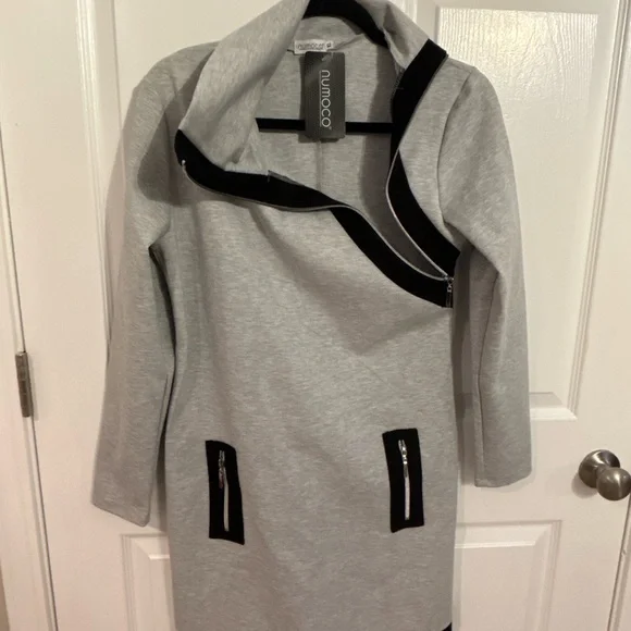 Nimoco Gray and Black women’s XLarge Zip-Up Dress NWT - Picture 2 of 7